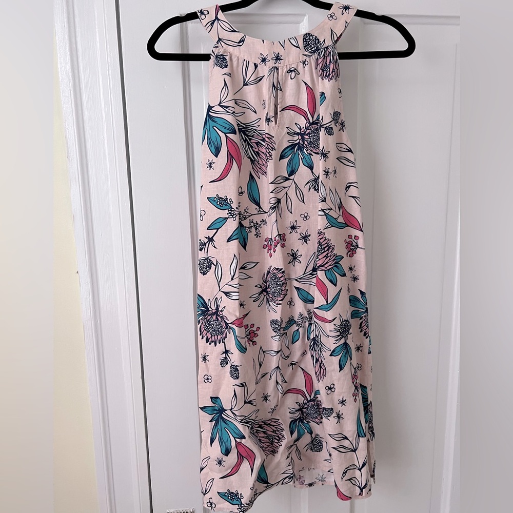 Rachel Ashwell Women Multicolor Linen Round Neck Sleeveless Knee Length Dress M